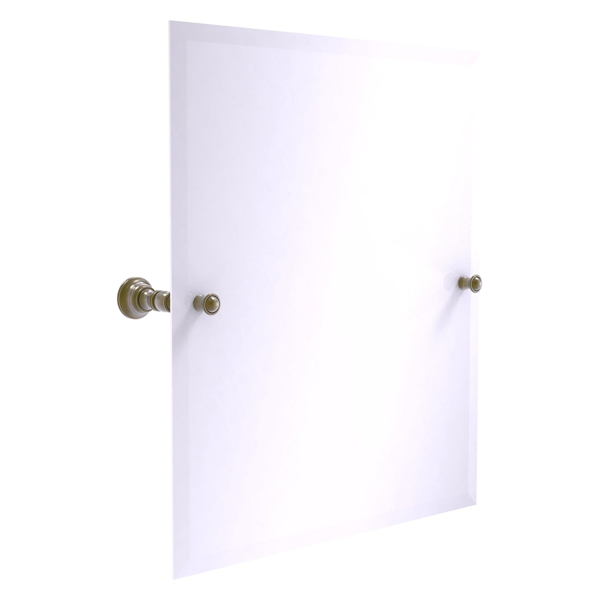 Allied Brass Carolina 21.8" x 4.8" Antique Brass Solid Brass Frameless Rectangular Tilt Mirror With Beveled Edge