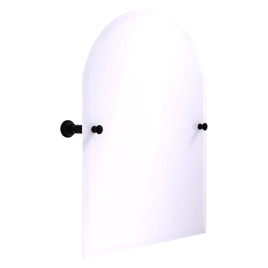 Allied Brass Carolina 21.8" x 4.8" Matte Black Solid Brass Arched Top Tilt Mirror With Beveled Edge