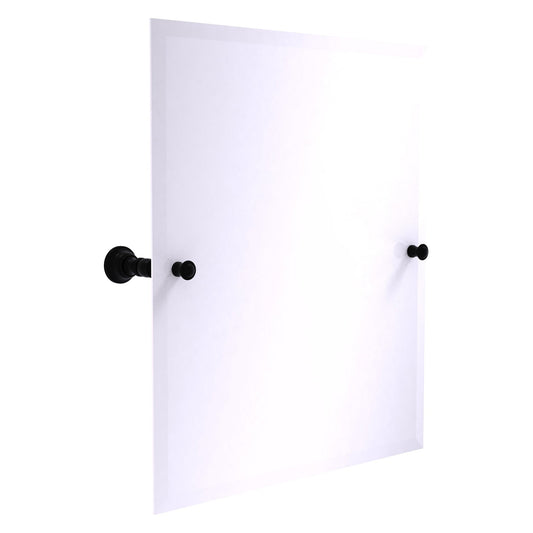 Allied Brass Carolina 21.8" x 4.8" Matte Black Solid Brass Frameless Rectangular Tilt Mirror With Beveled Edge