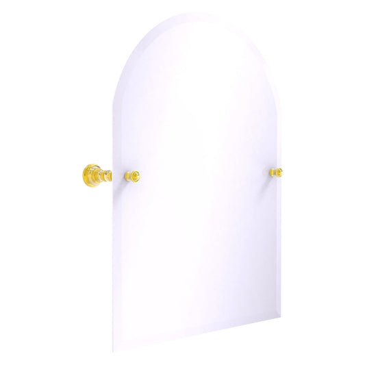 Allied Brass Carolina 21.8" x 4.8" Polished Brass Solid Brass Arched Top Tilt Mirror With Beveled Edge
