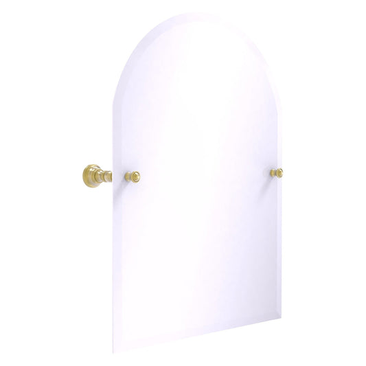 Allied Brass Carolina 21.8" x 4.8" Satin Brass Solid Brass Arched Top Tilt Mirror With Beveled Edge