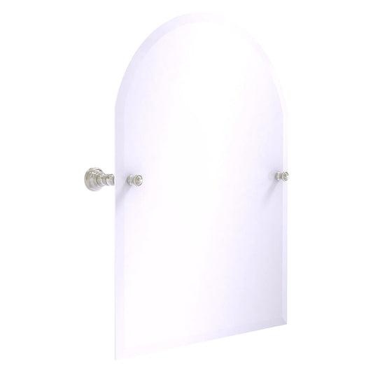 Allied Brass Carolina 21.8" x 4.8" Satin Nickel Solid Brass Arched Top Tilt Mirror With Beveled Edge