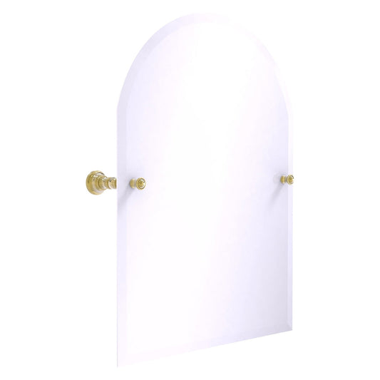 Allied Brass Carolina 21.8" x 4.8" Unlacquered Brass Solid Brass Arched Top Tilt Mirror With Beveled Edge