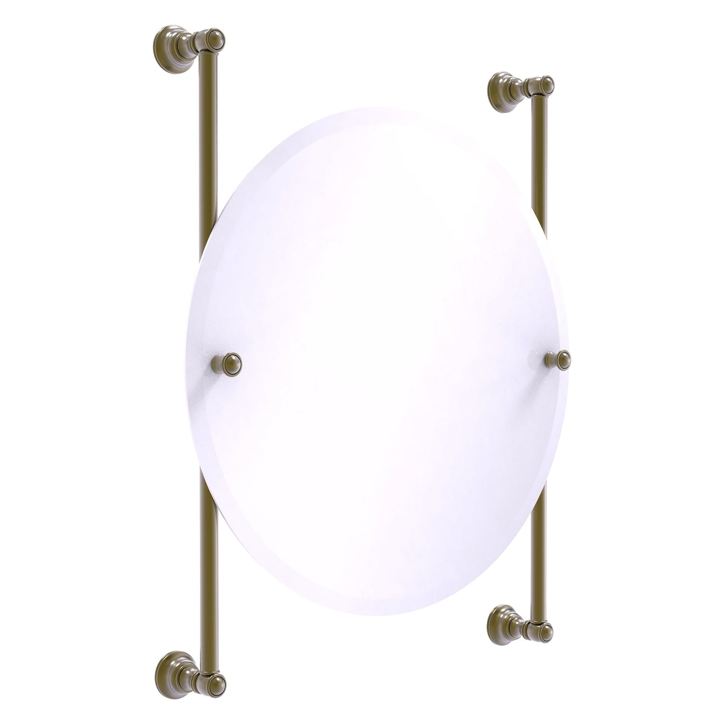 Allied Brass Carolina 22" x 4.4" Antique Brass Solid Brass Round Frameless Rail-Mounted Mirror