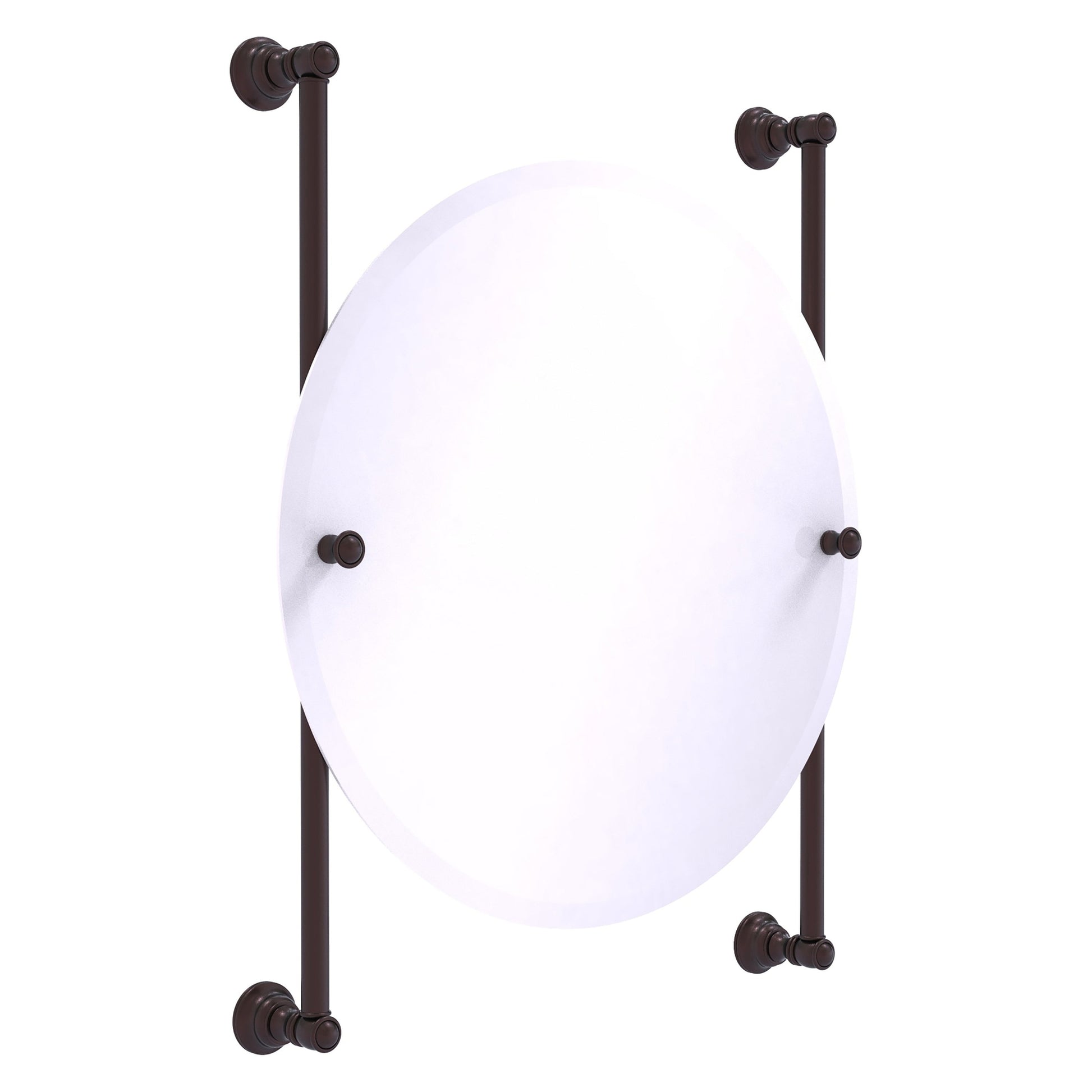 Allied Brass Carolina 22" x 4.4" Antique Bronze Solid Brass Round Frameless Rail-Mounted Mirror