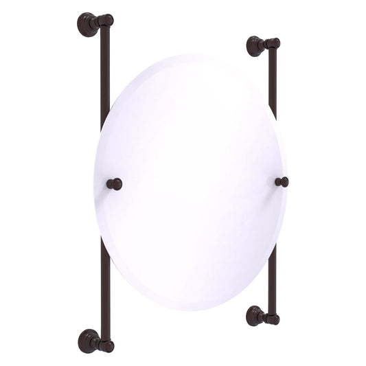 Allied Brass Carolina 22" x 4.4" Antique Bronze Solid Brass Round Frameless Rail-Mounted Mirror