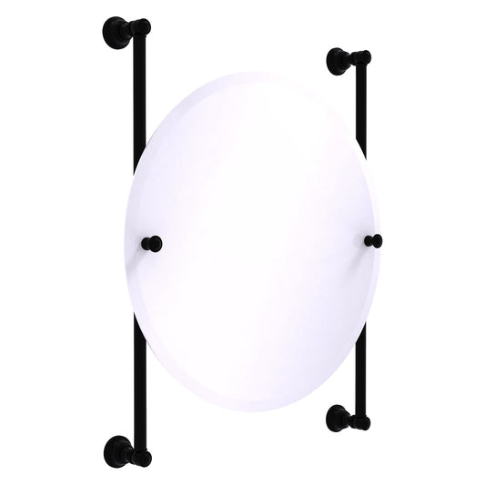 Allied Brass Carolina 22" x 4.4" Matte Black Solid Brass Round Frameless Rail-Mounted Mirror