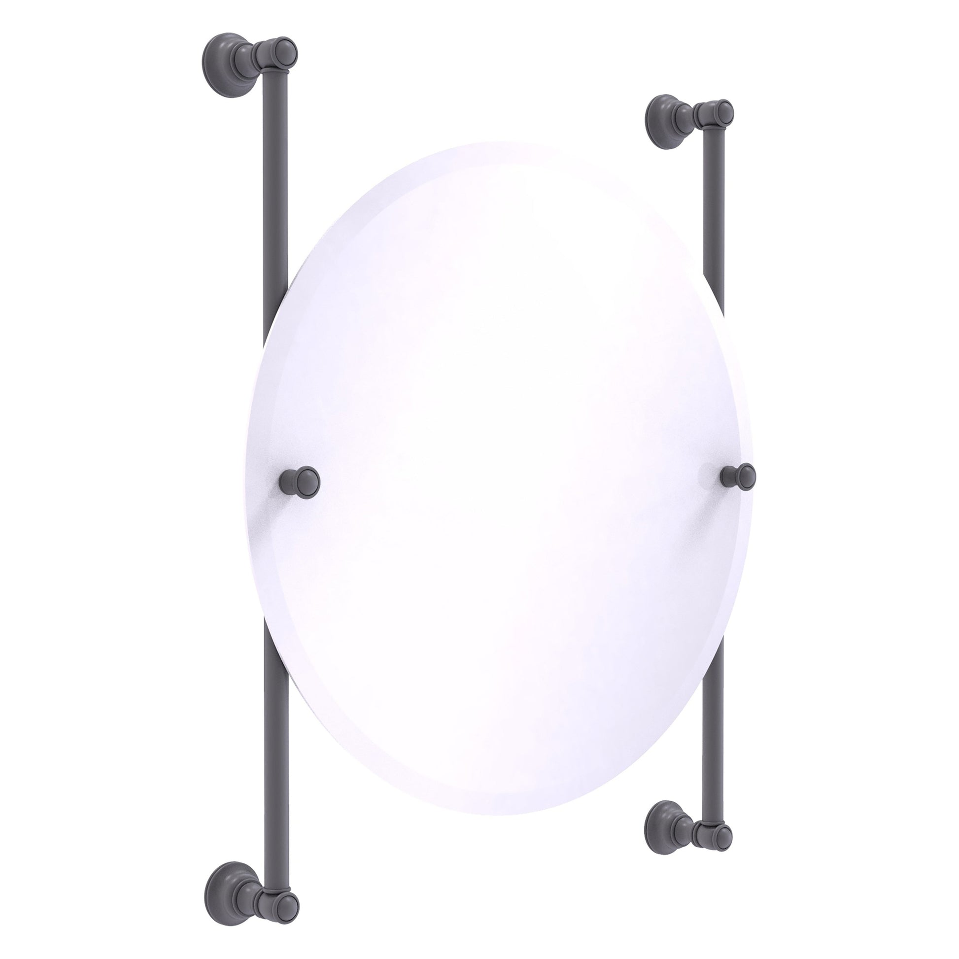 Allied Brass Carolina 22" x 4.4" Matte Gray Solid Brass Round Frameless Rail-Mounted Mirror