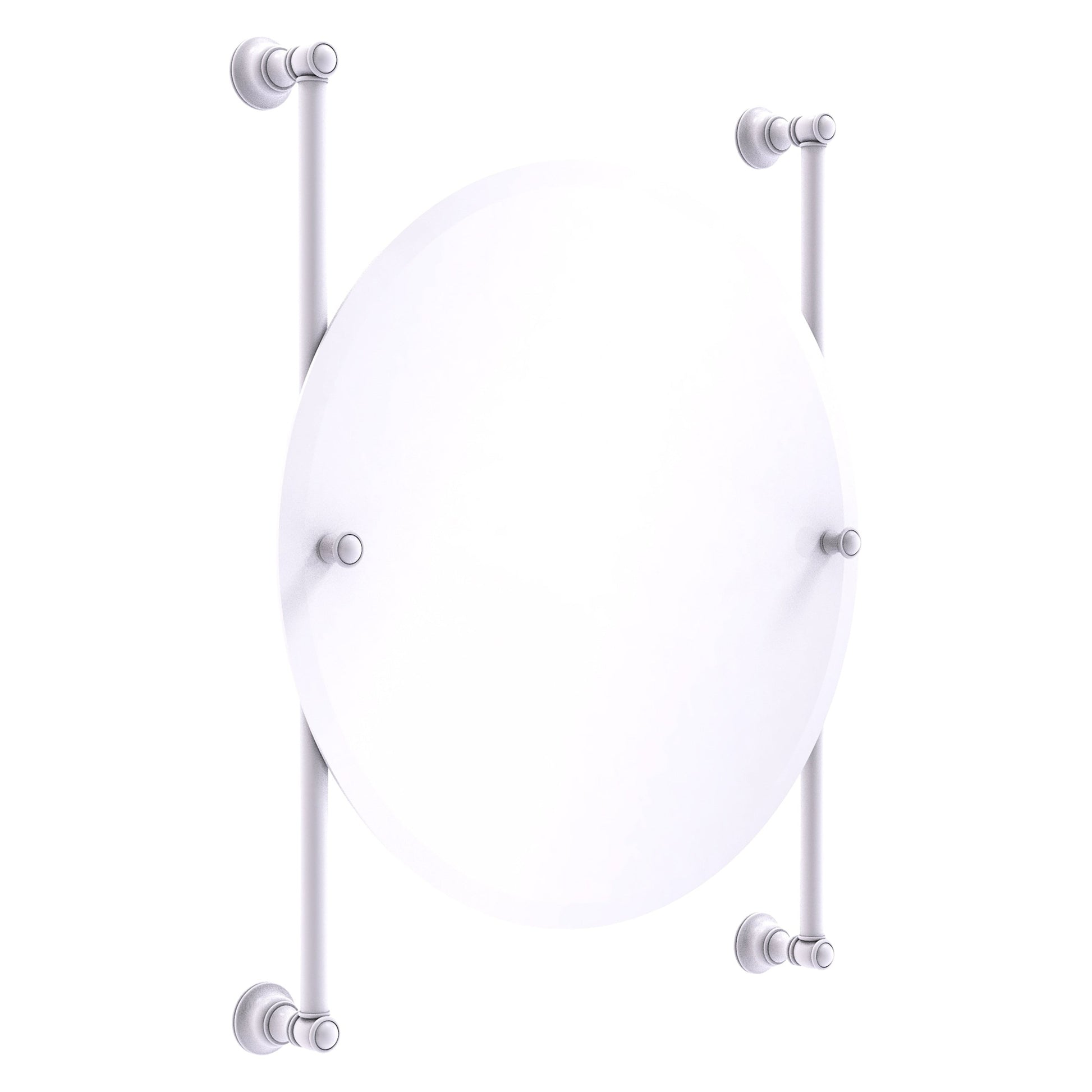 Allied Brass Carolina 22" x 4.4" Matte White Solid Brass Round Frameless Rail-Mounted Mirror