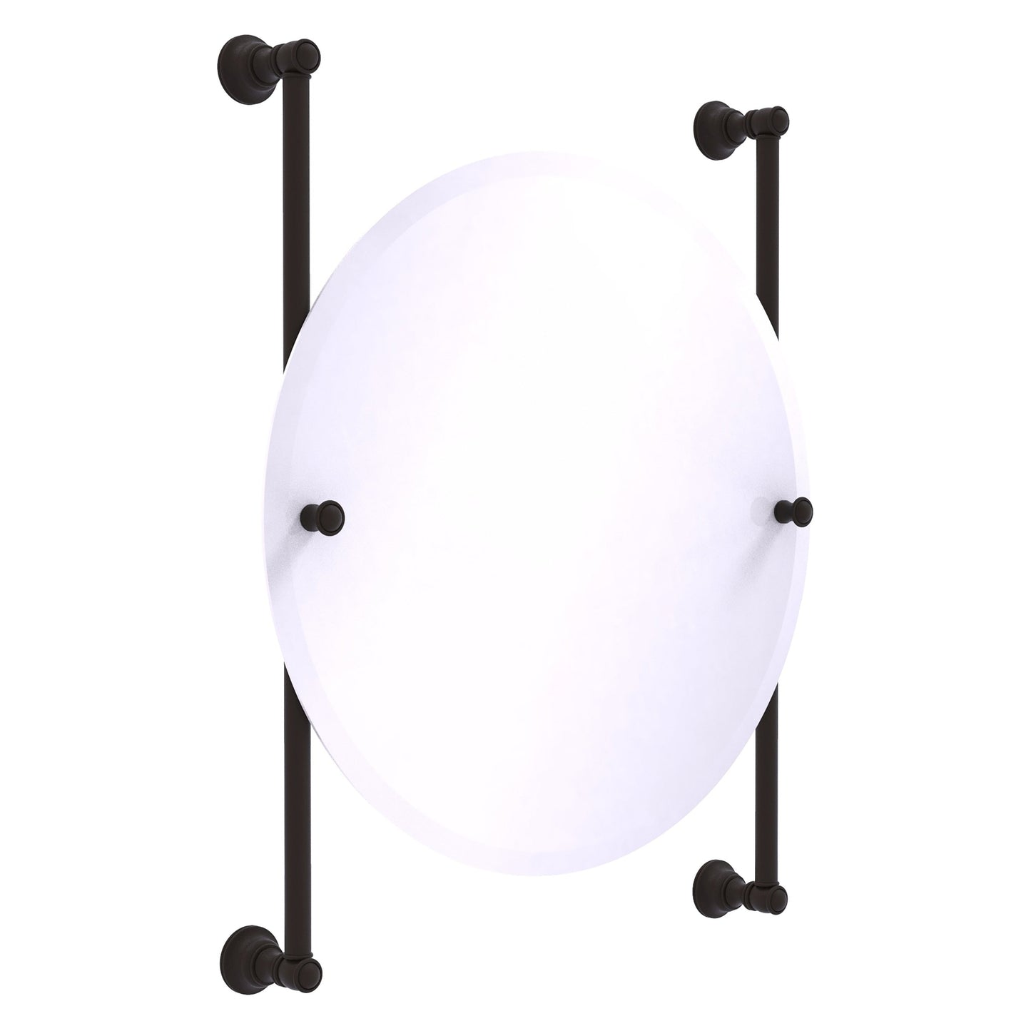 Allied Brass Carolina 22" x 4.4" Oil Rubbed Bronze Solid Brass Round Frameless Rail-Mounted Mirror