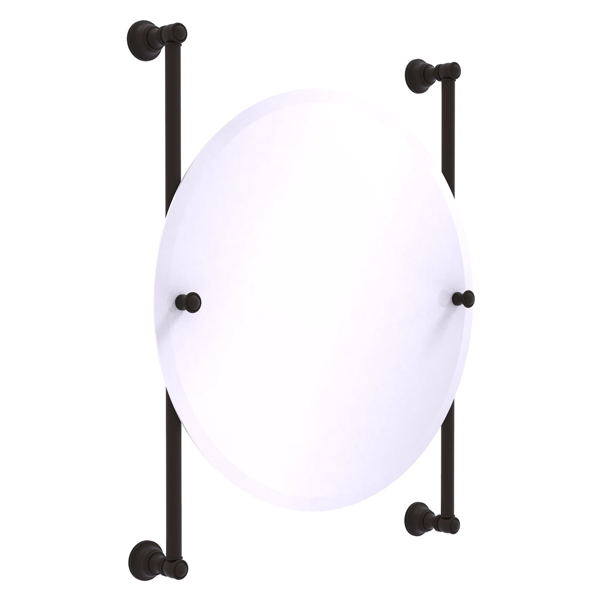 Allied Brass Carolina 22" x 4.4" Oil Rubbed Bronze Solid Brass Round Frameless Rail-Mounted Mirror