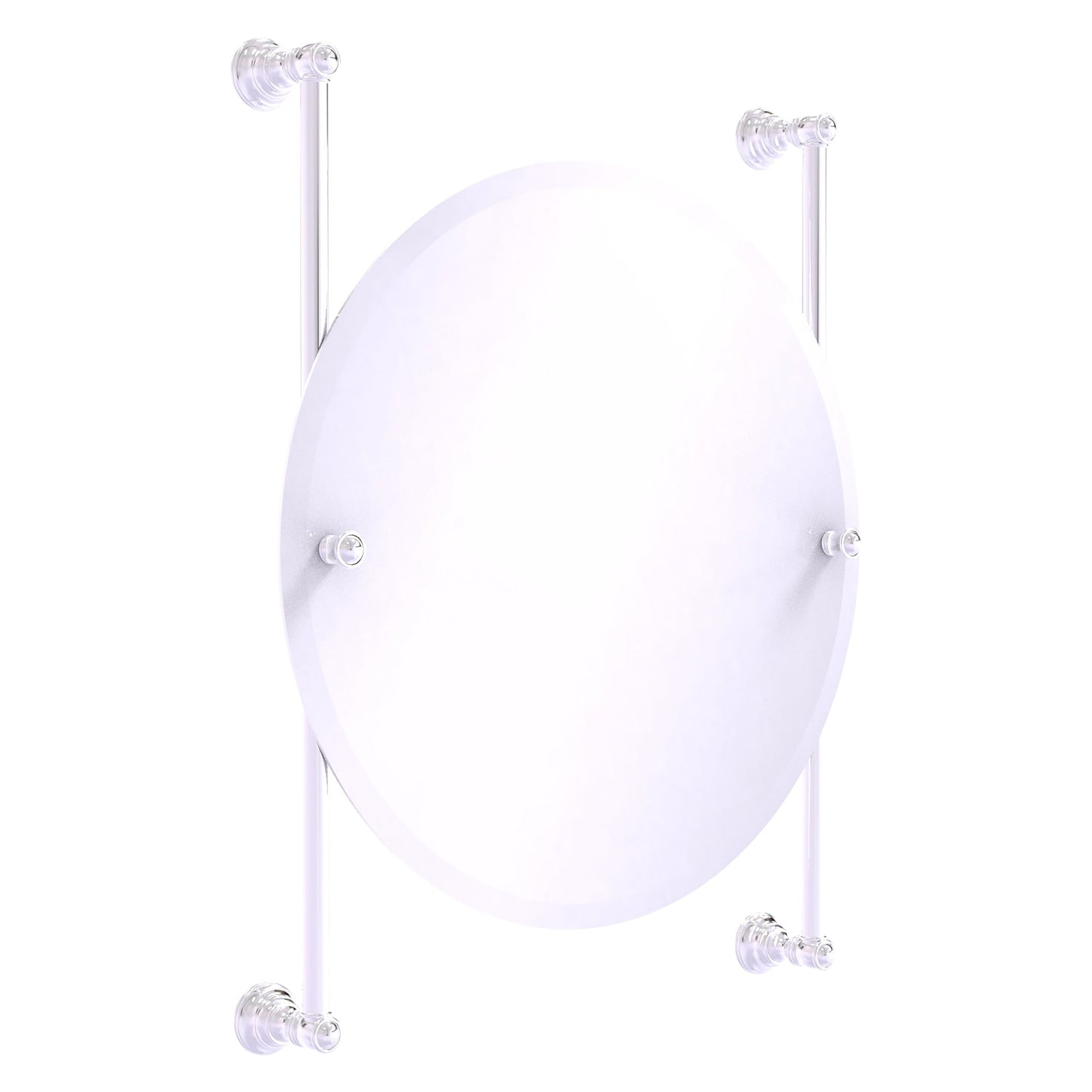 Allied Brass Carolina 22" x 4.4" Polished Chrome Solid Brass Round Frameless Rail-Mounted Mirror