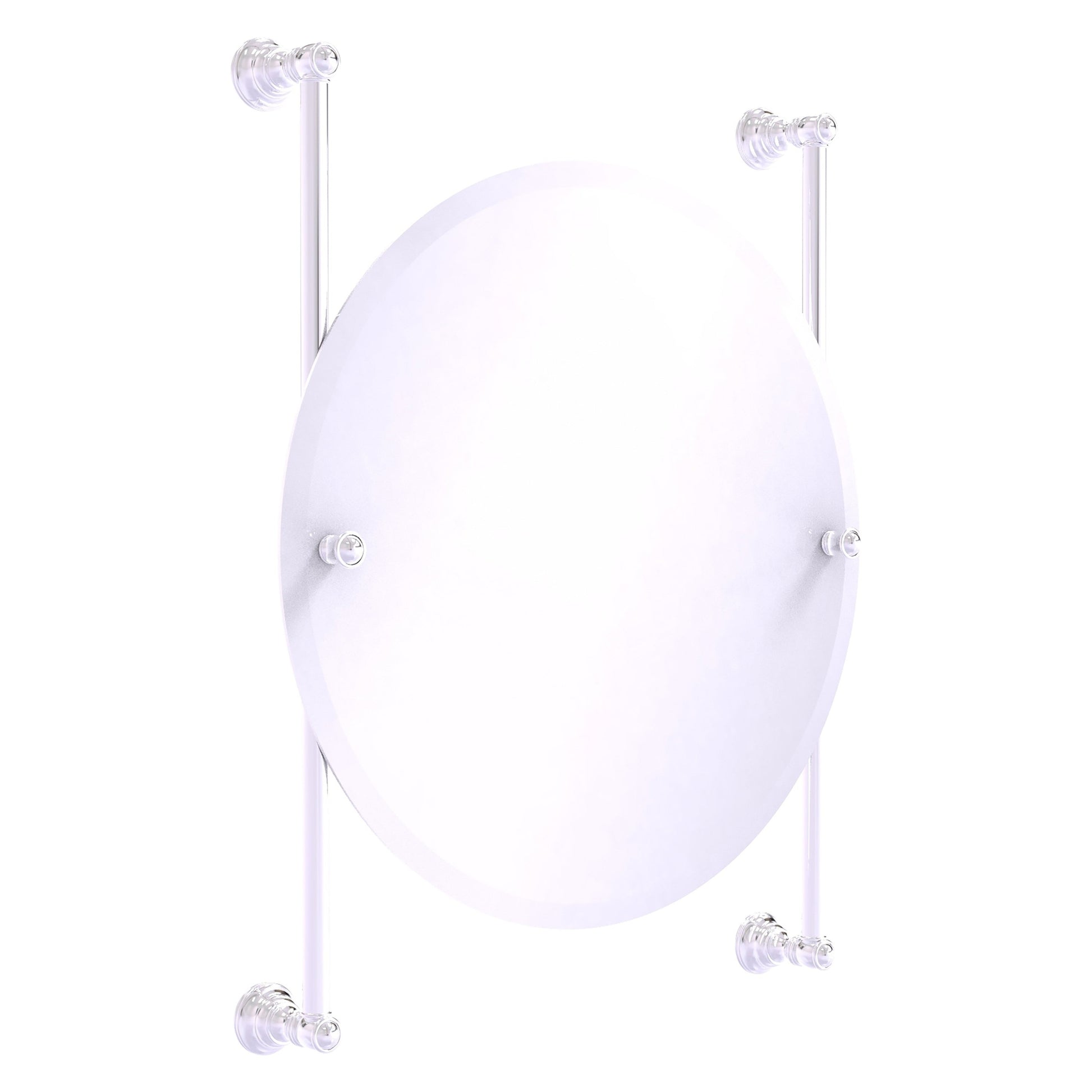 Allied Brass Carolina 22" x 4.4" Polished Chrome Solid Brass Round Frameless Rail-Mounted Mirror