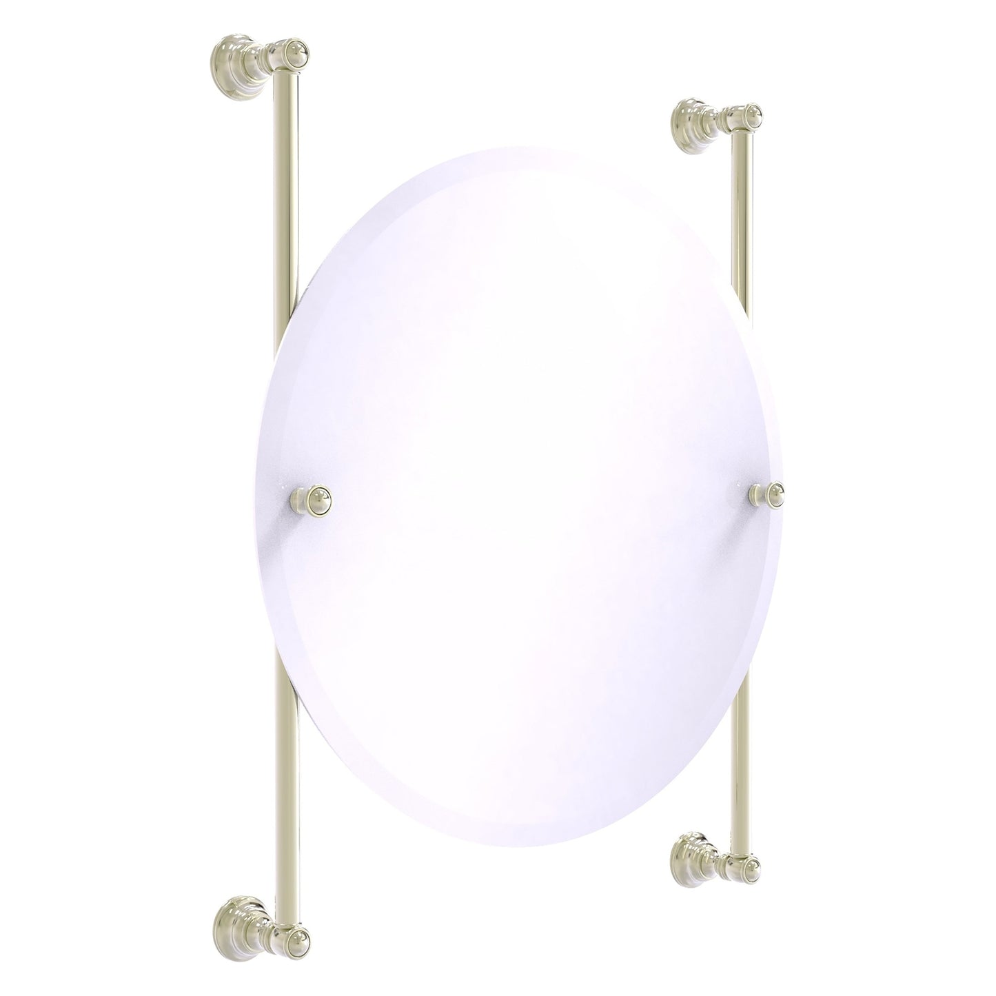 Allied Brass Carolina 22" x 4.4" Polished Nickel Solid Brass Round Frameless Rail-Mounted Mirror