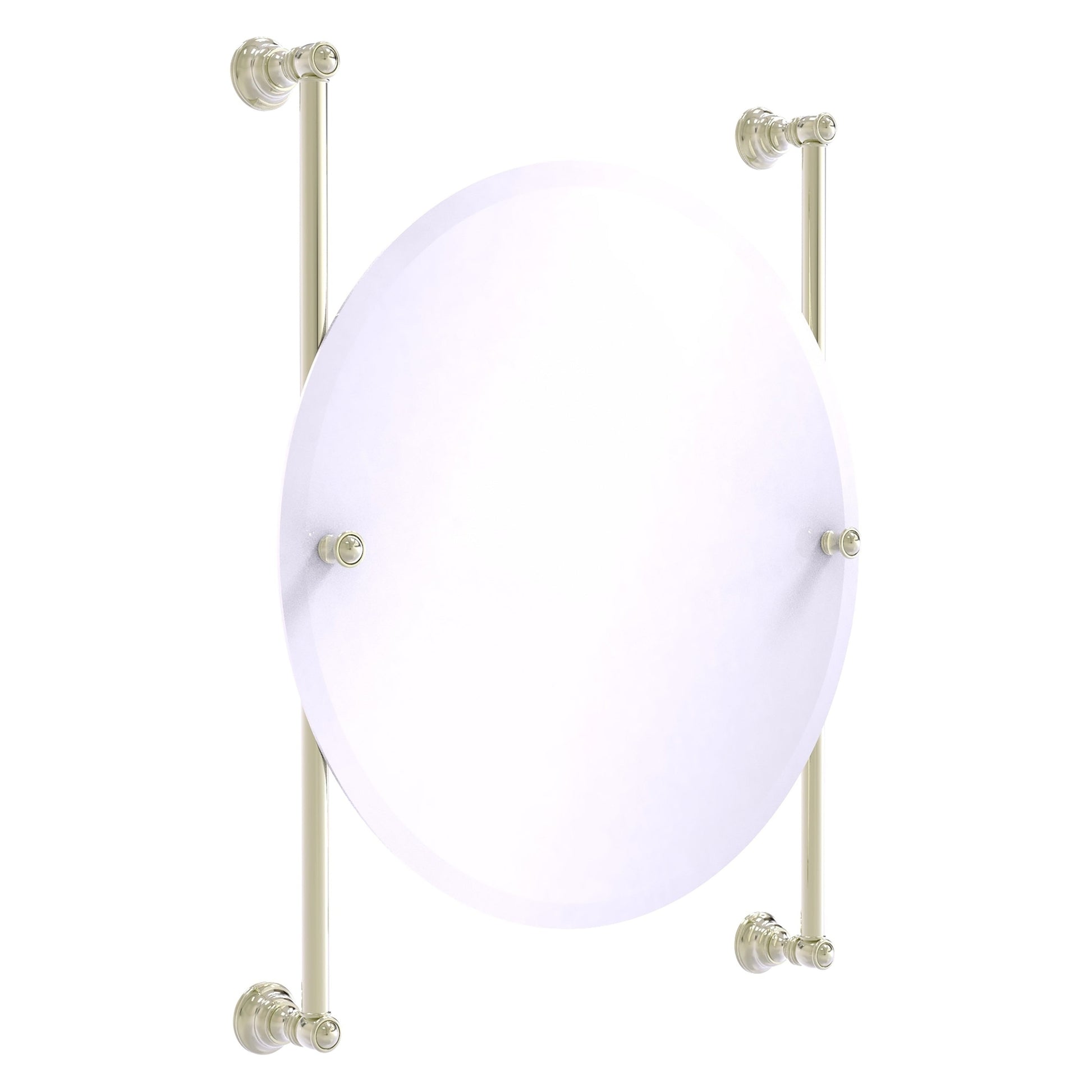 Allied Brass Carolina 22" x 4.4" Polished Nickel Solid Brass Round Frameless Rail-Mounted Mirror
