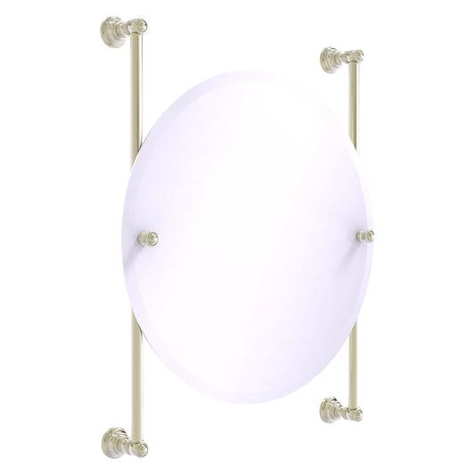Allied Brass Carolina 22" x 4.4" Polished Nickel Solid Brass Round Frameless Rail-Mounted Mirror