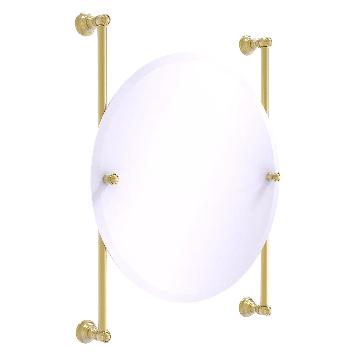 Allied Brass Carolina 22" x 4.4" Satin Brass Solid Brass Round Frameless Rail-Mounted Mirror
