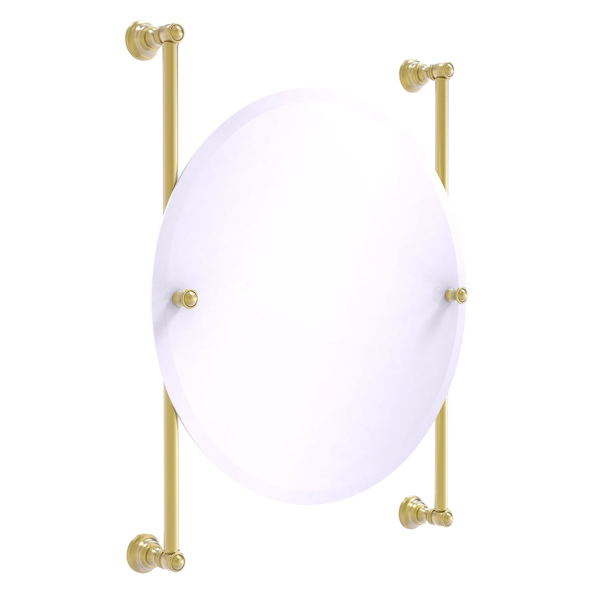 Allied Brass Carolina 22" x 4.4" Satin Brass Solid Brass Round Frameless Rail-Mounted Mirror