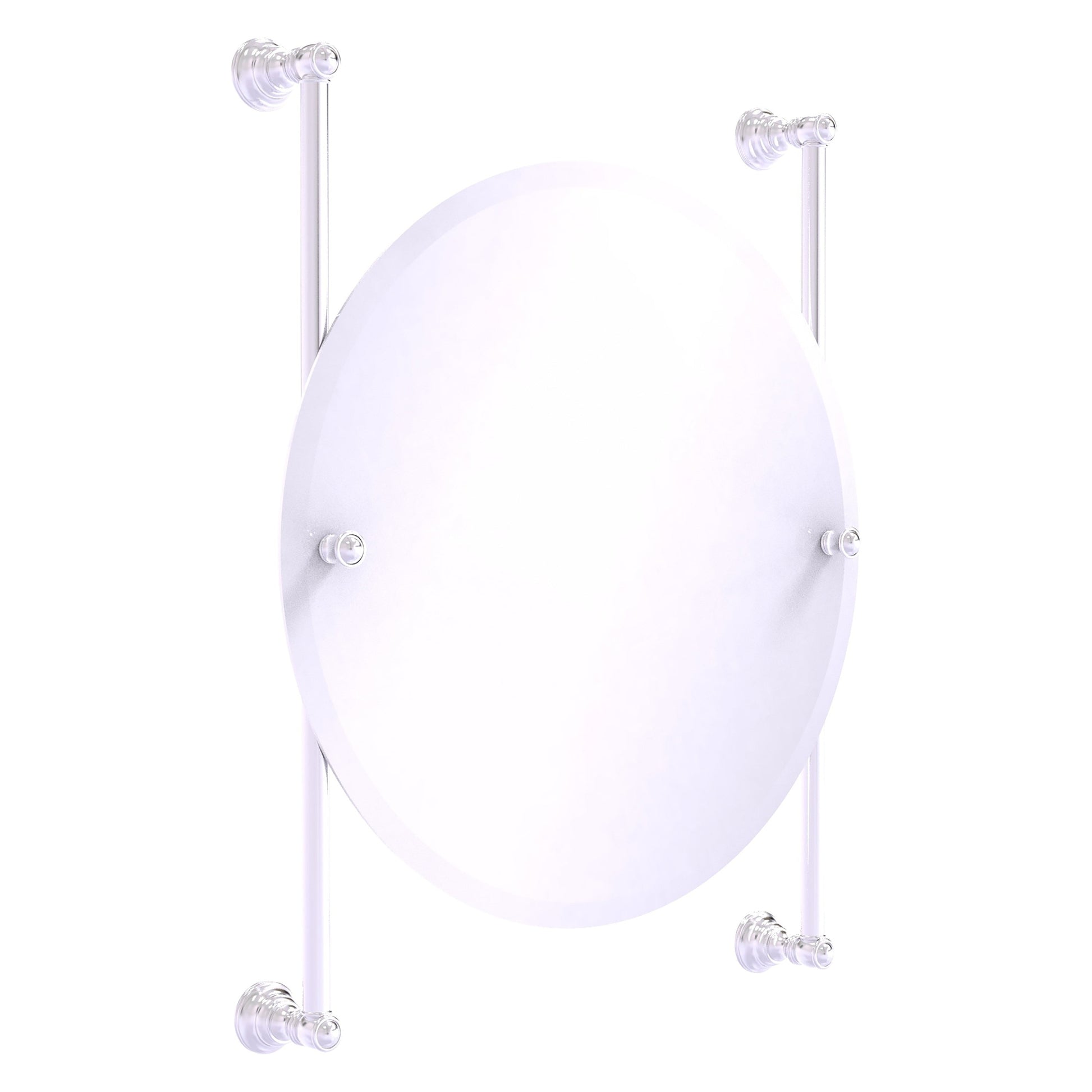 Allied Brass Carolina 22" x 4.4" Satin Chrome Solid Brass Round Frameless Rail-Mounted Mirror