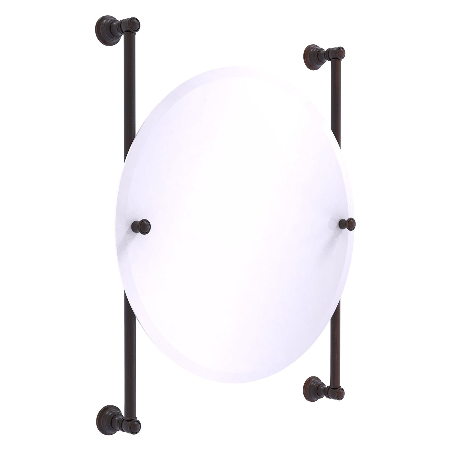 Allied Brass Carolina 22" x 4.4" Venetian Bronze Solid Brass Round Frameless Rail-Mounted Mirror