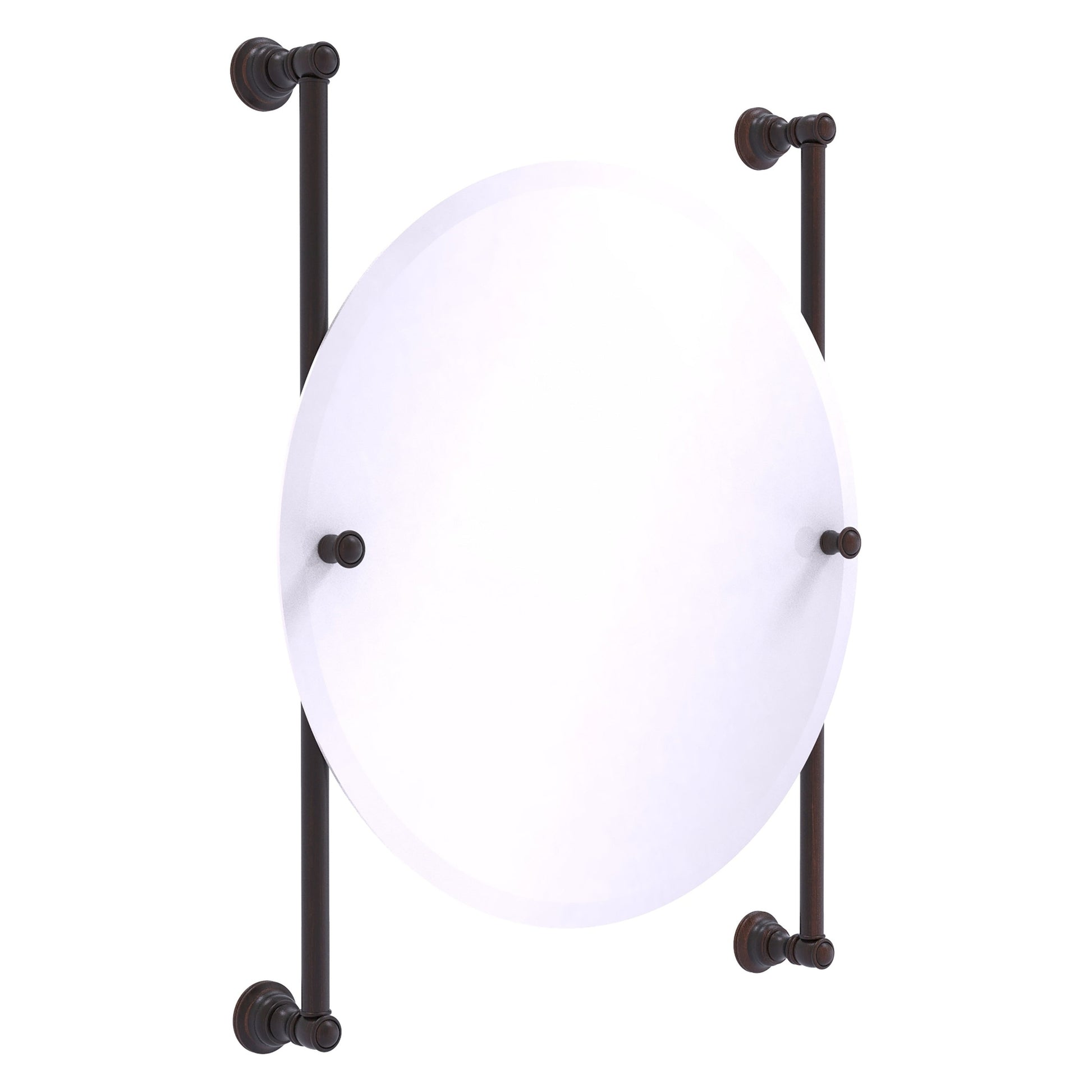 Allied Brass Carolina 22" x 4.4" Venetian Bronze Solid Brass Round Frameless Rail-Mounted Mirror