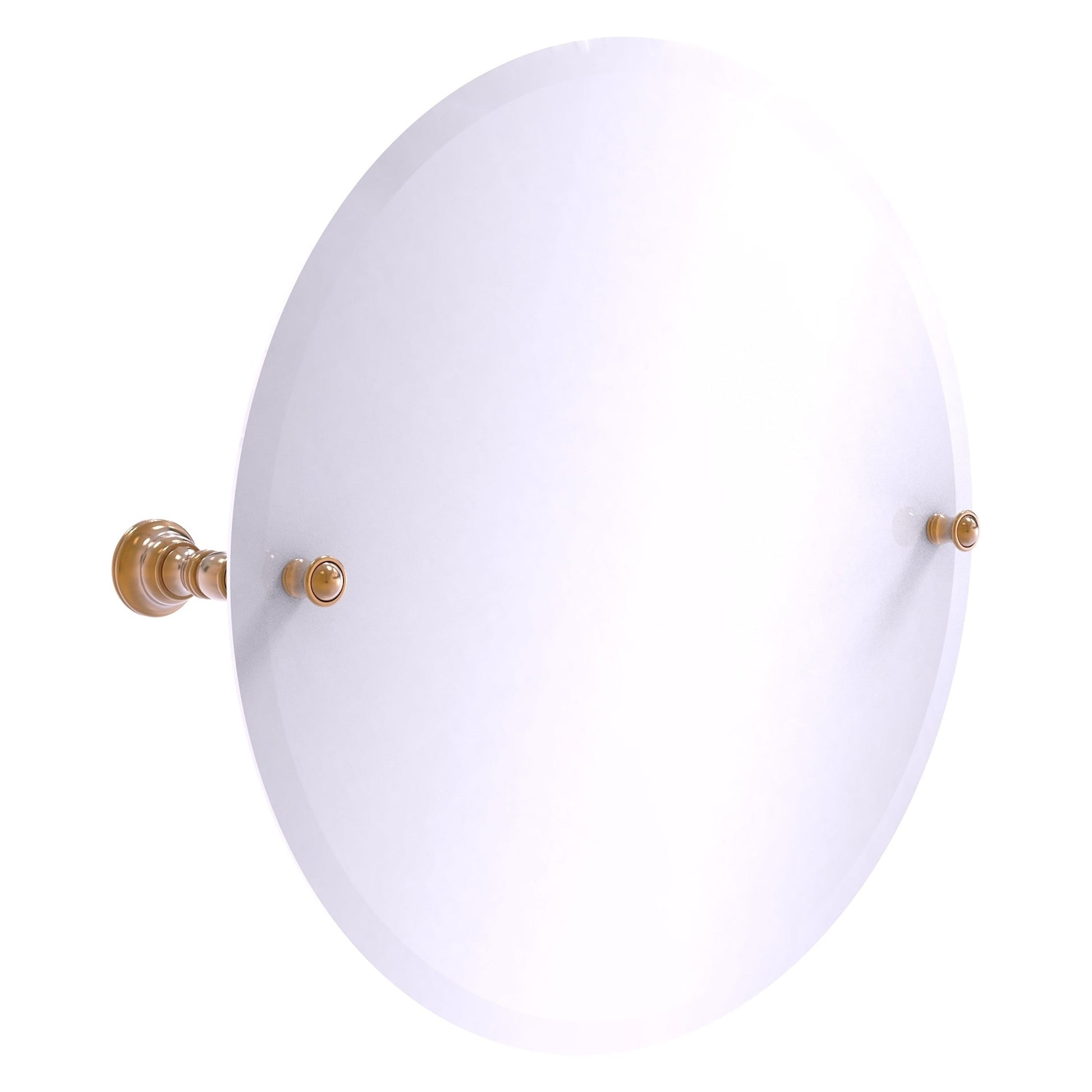 Allied Brass Carolina 22" x 4.8" Brushed Bronze Solid Brass Frameless Round Tilt Mirror With Beveled Edge