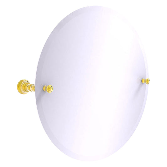 Allied Brass Carolina 22" x 4.8" Polished Brass Solid Brass Frameless Round Tilt Mirror With Beveled Edge