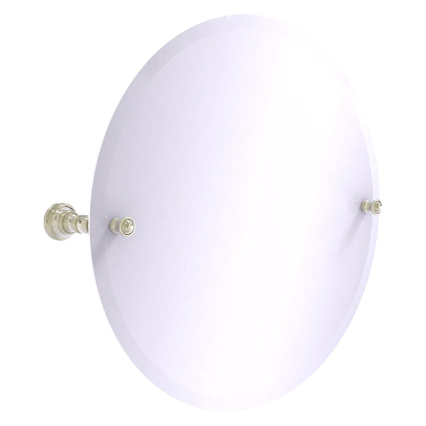 Allied Brass Carolina 22" x 4.8" Polished Nickel Solid Brass Frameless Round Tilt Mirror With Beveled Edge