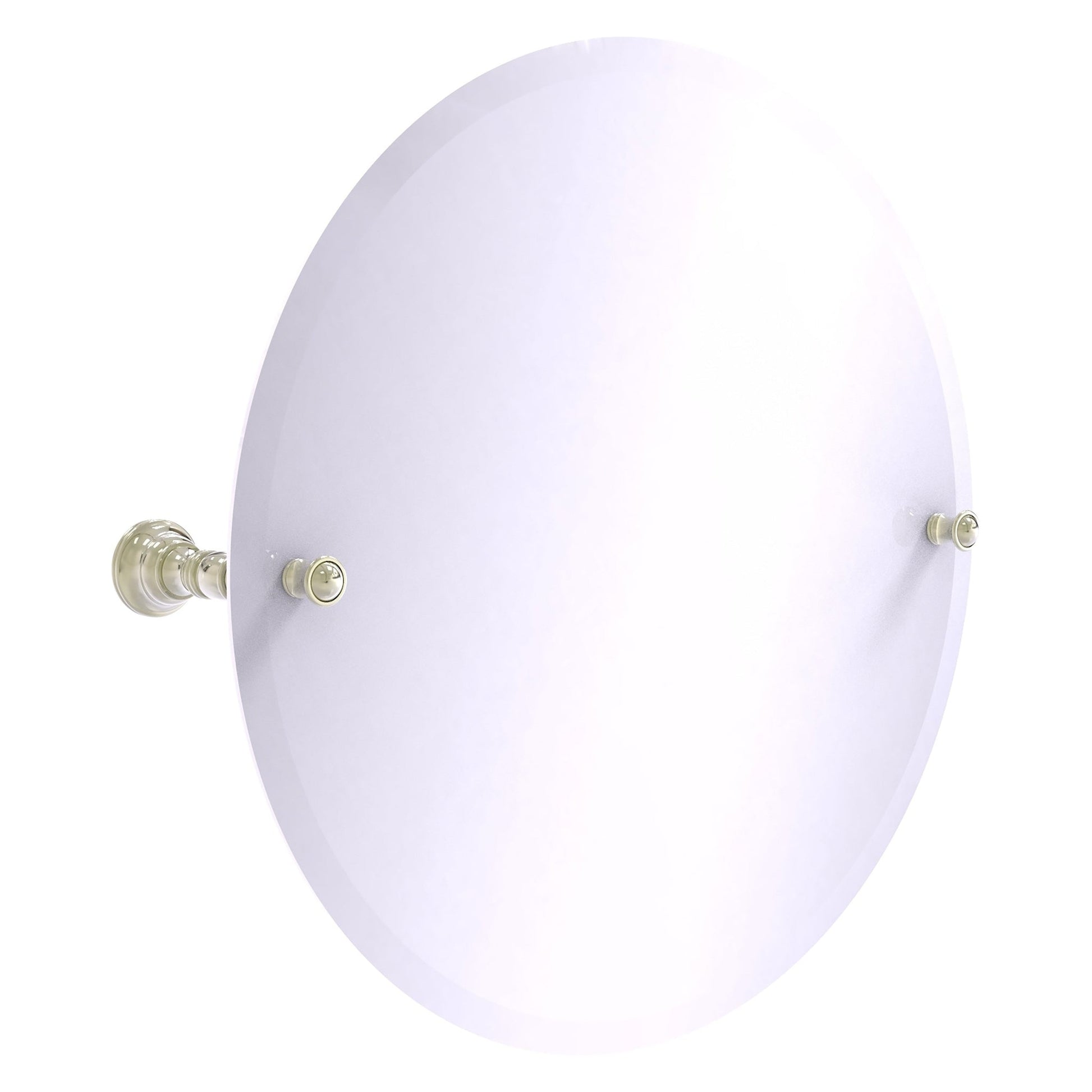 Allied Brass Carolina 22" x 4.8" Polished Nickel Solid Brass Frameless Round Tilt Mirror With Beveled Edge