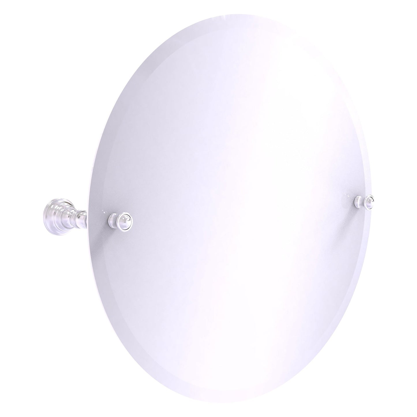 Allied Brass Carolina 22" x 4.8" Satin Chrome Solid Brass Frameless Round Tilt Mirror With Beveled Edge