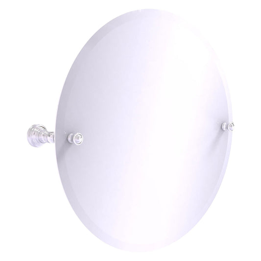 Allied Brass Carolina 22" x 4.8" Satin Chrome Solid Brass Frameless Round Tilt Mirror With Beveled Edge