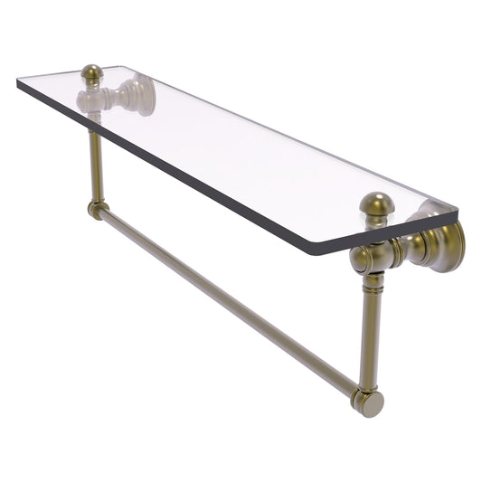 Allied Brass Carolina 22" x 5.54" Antique Brass Solid Brass Glass Shelf With Integrated Towel Bar