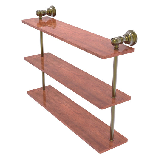 Allied Brass Carolina 22" x 5.54" Antique Brass Solid Brass Triple Wood Shelf