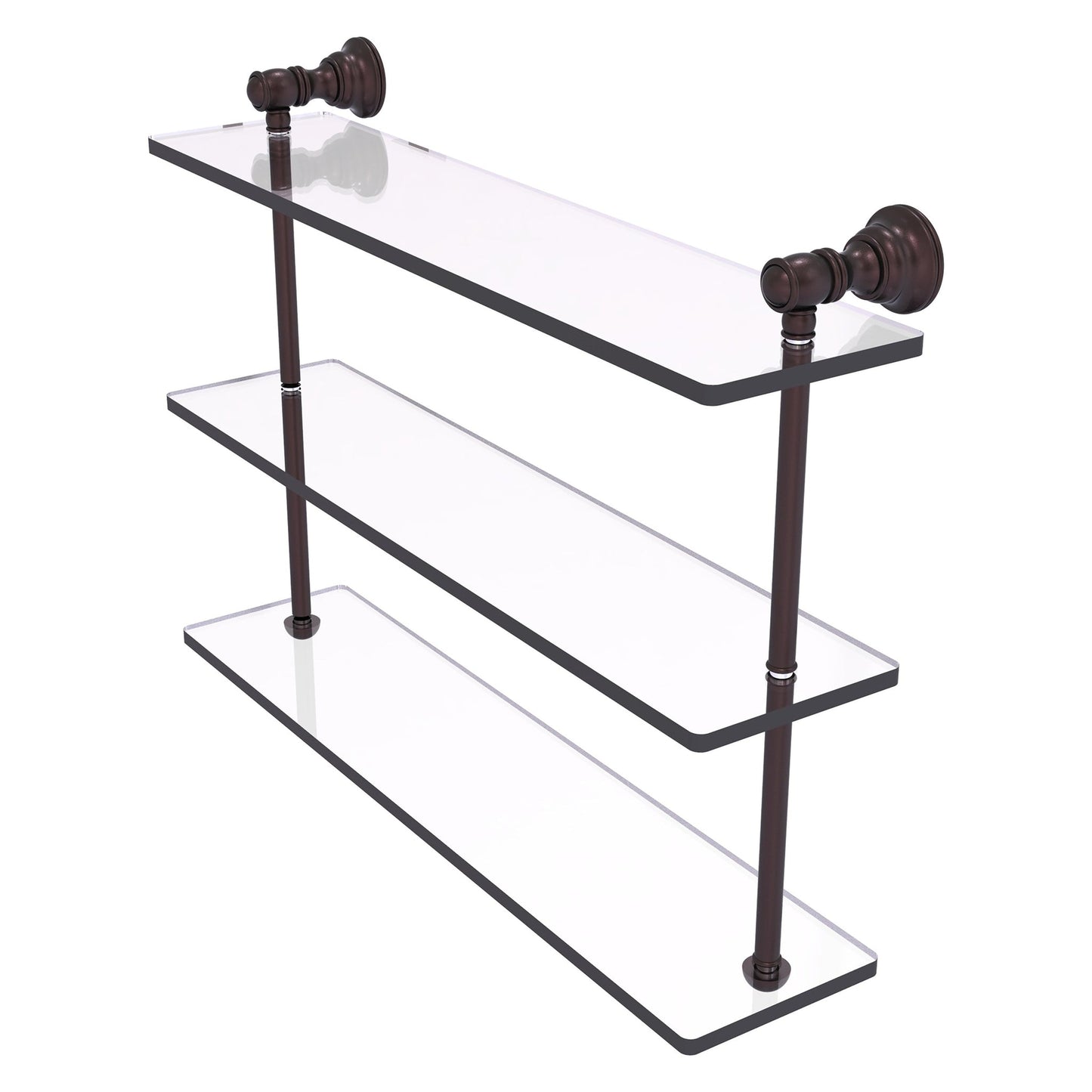 Allied Brass Carolina 22" x 5.54" Antique Bronze Solid Brass Triple Glass Shelf