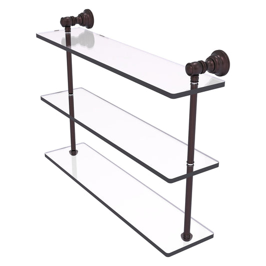 Allied Brass Carolina 22" x 5.54" Antique Bronze Solid Brass Triple Glass Shelf