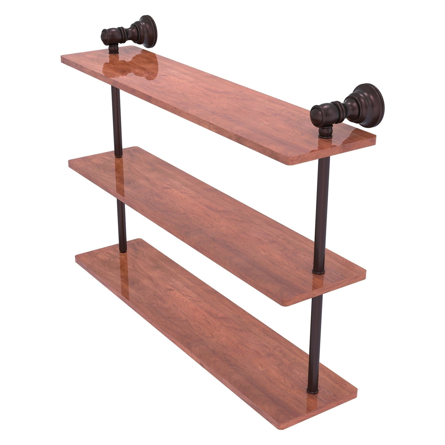 Allied Brass Carolina 22" x 5.54" Antique Bronze Solid Brass Triple Wood Shelf