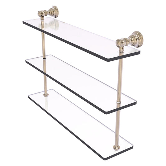 Allied Brass Carolina 22" x 5.54" Antique Pewter Solid Brass Triple Glass Shelf