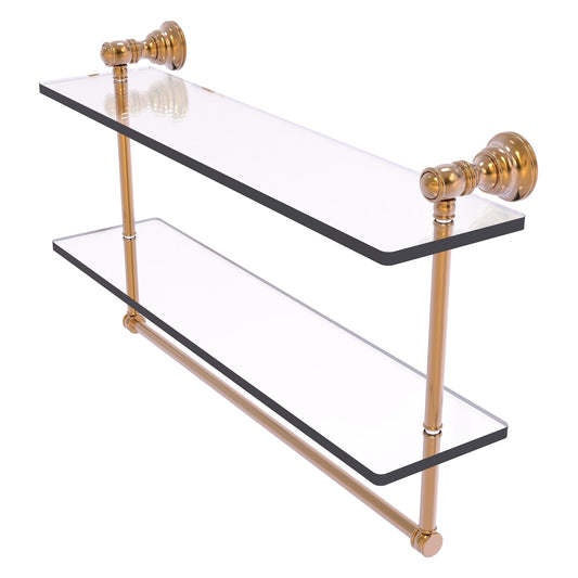 Allied Brass Carolina 22" x 5.54" Brushed Bronze Solid Brass Double Glass Shelf With Towel Bar