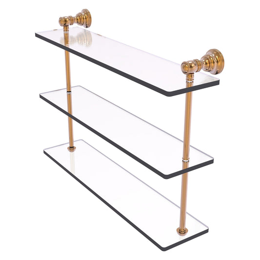 Allied Brass Carolina 22" x 5.54" Brushed Bronze Solid Brass Triple Glass Shelf