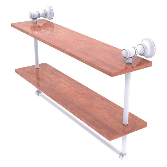 Allied Brass Carolina 22" x 5.54" Matte White Solid Brass Double Wood Shelf With Towel Bar