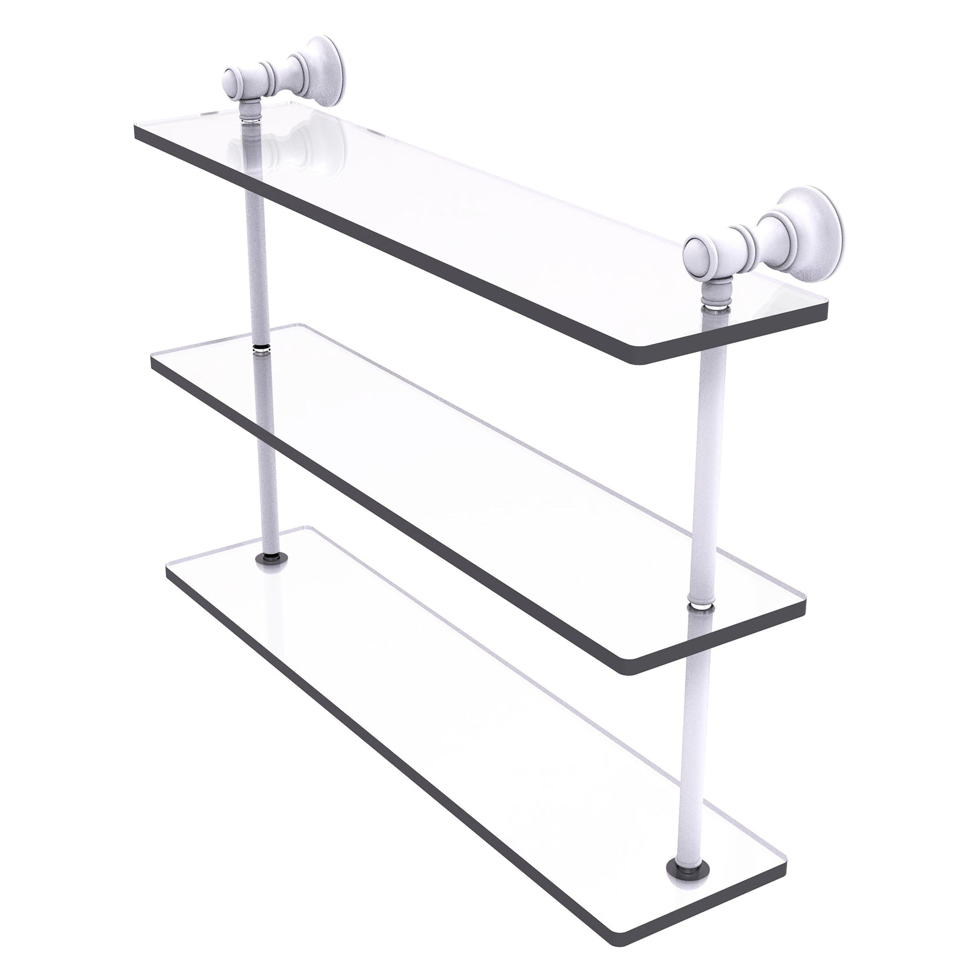 Allied Brass Carolina 22" x 5.54" Matte White Solid Brass Triple Glass Shelf