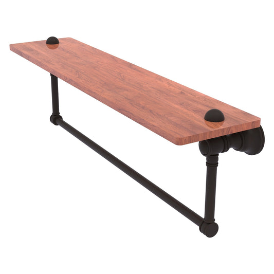 Allied Brass Carolina 22" x 5.54" Oil Rubbed Bronze Solid Brass Wood Shelf With Integrated Towel Bar