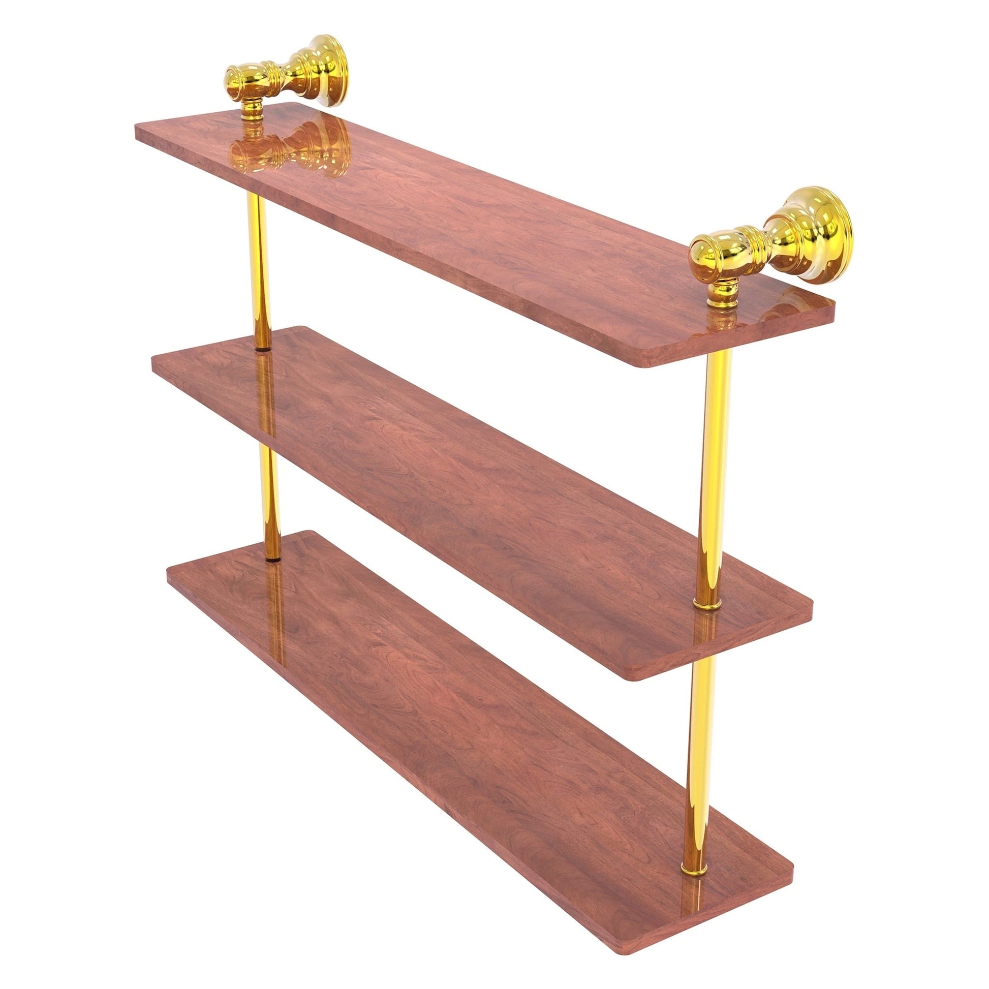 Allied Brass Carolina 22" x 5.54" Polished Brass Solid Brass Triple Wood Shelf