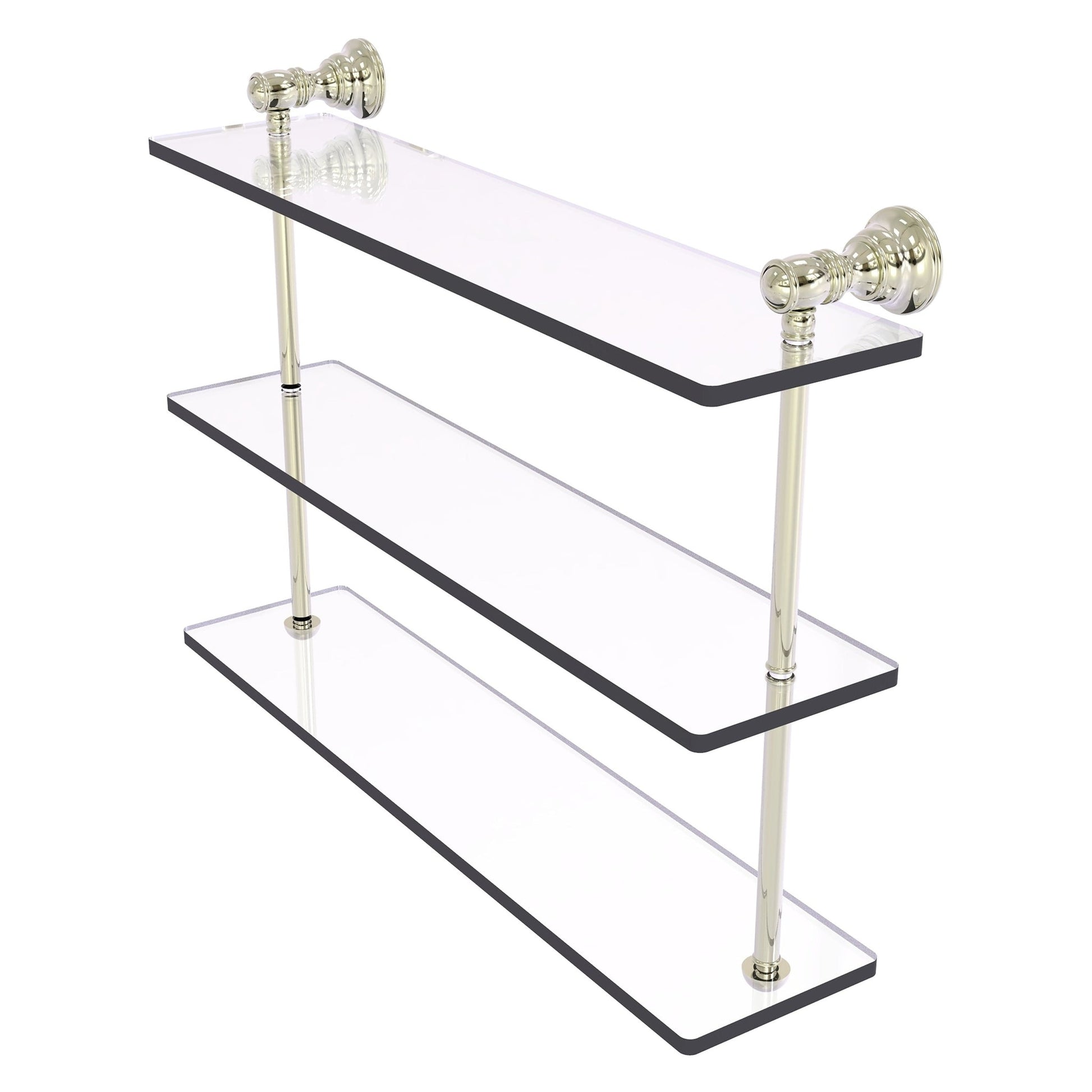 Allied Brass Carolina 22" x 5.54" Polished Nickel Solid Brass Triple Glass Shelf