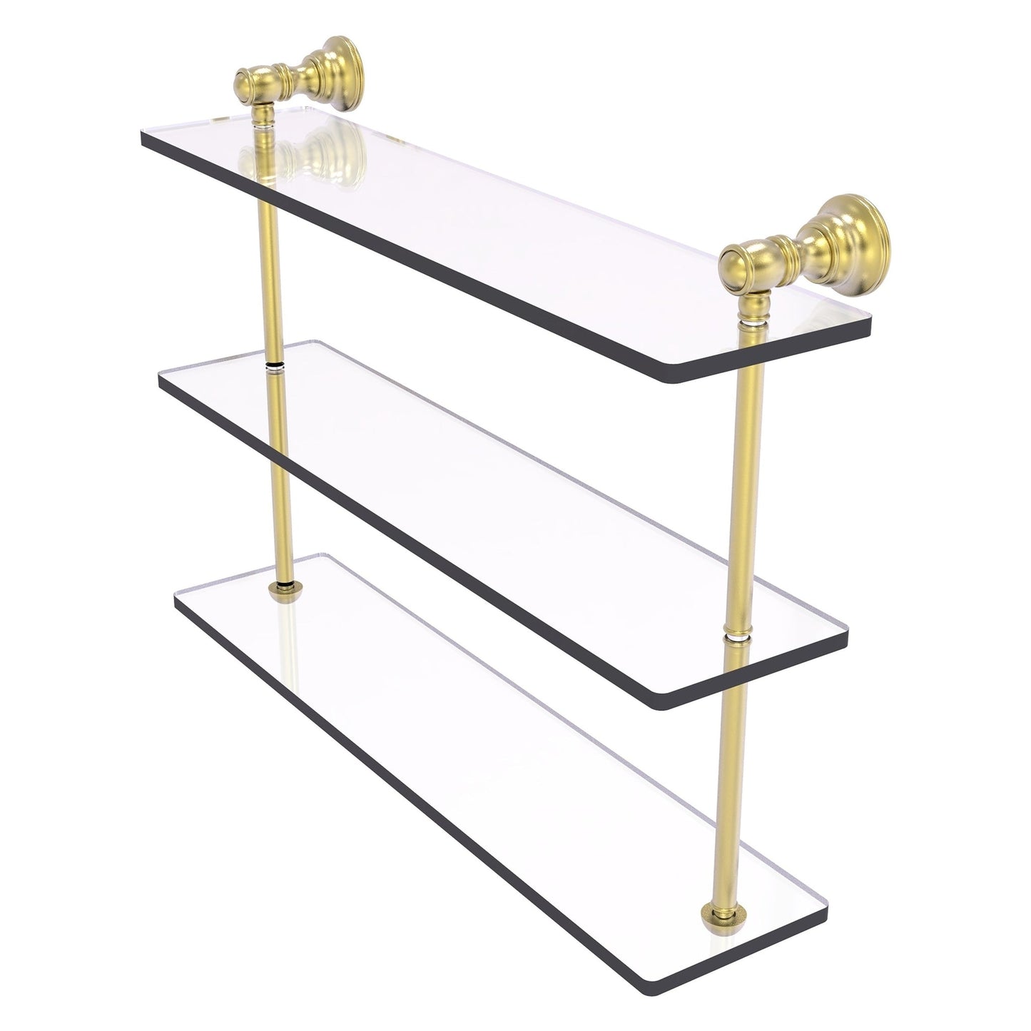 Allied Brass Carolina 22" x 5.54" Satin Brass Solid Brass Triple Glass Shelf