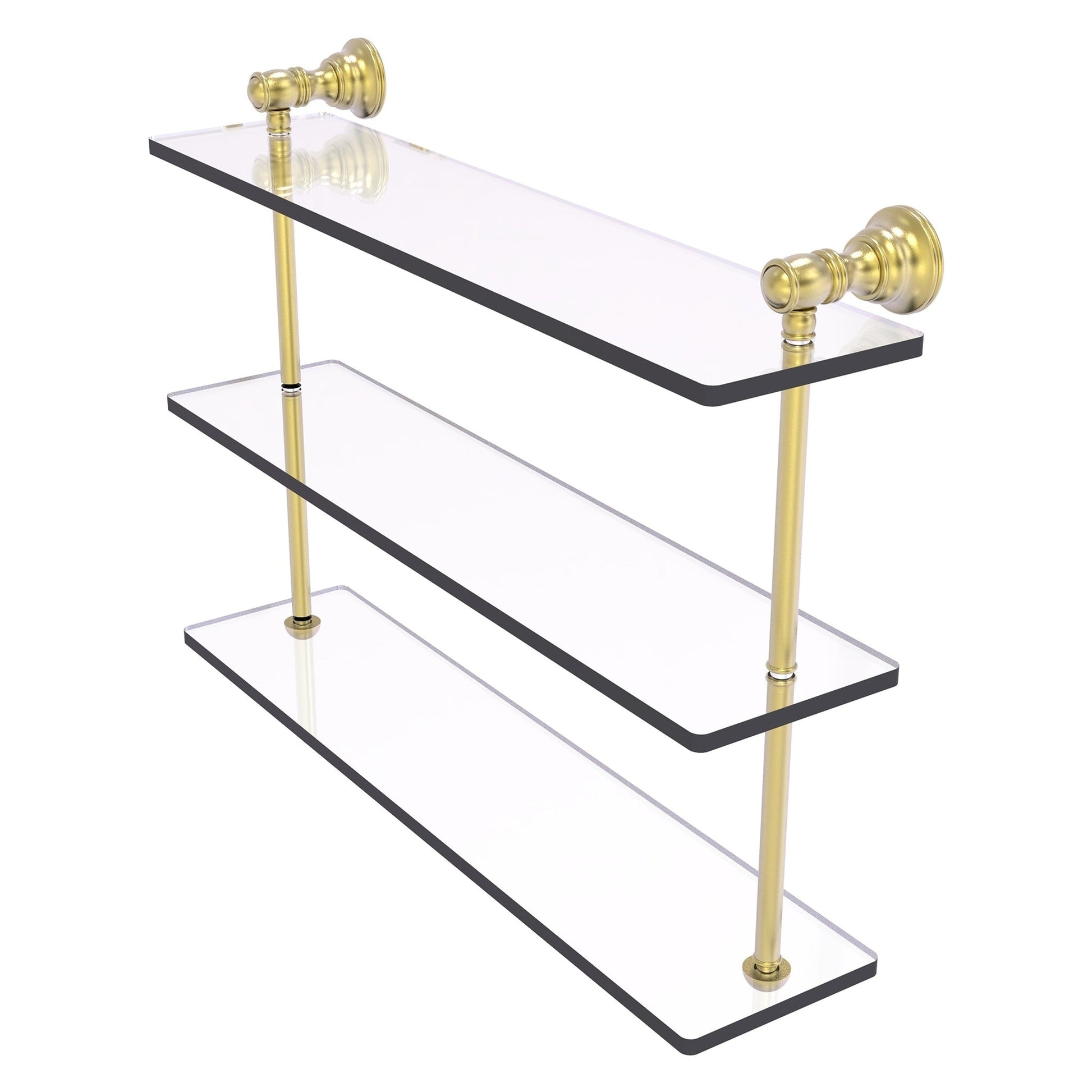 Allied Brass Carolina 22" x 5.54" Satin Brass Solid Brass Triple Glass Shelf