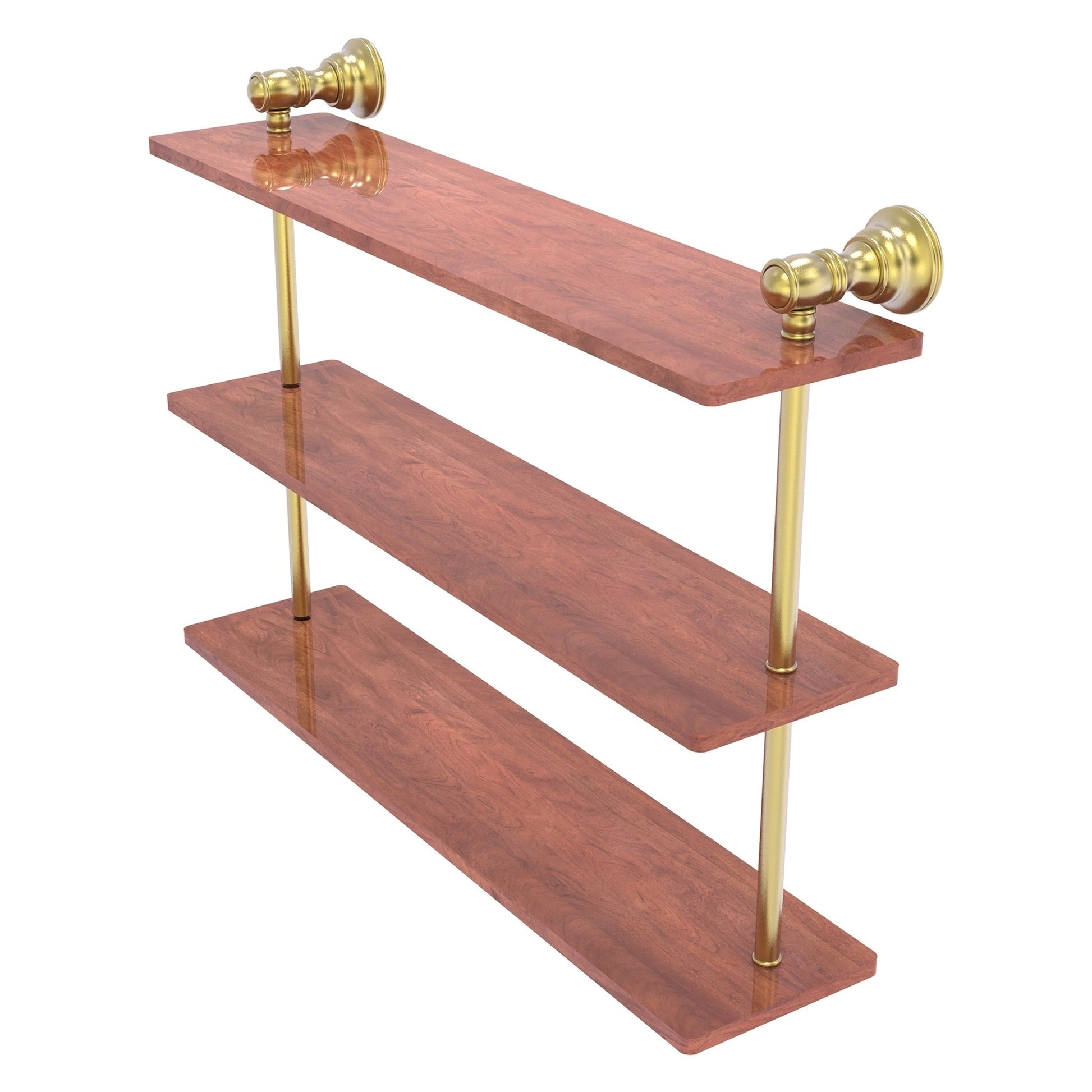 Allied Brass Carolina 22" x 5.54" Satin Brass Solid Brass Triple Wood Shelf