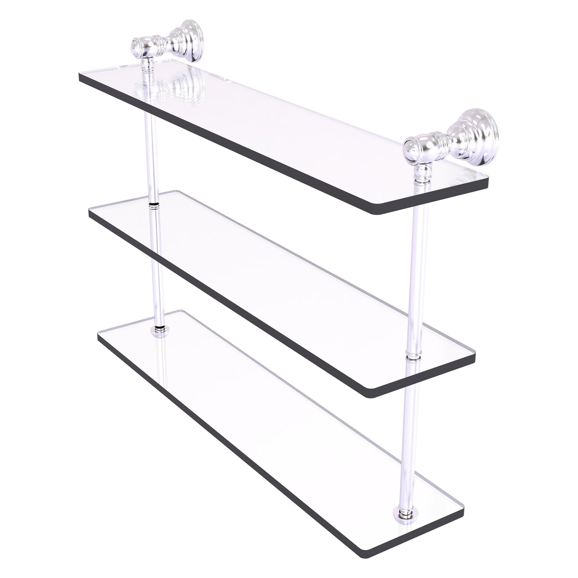 Allied Brass Carolina 22" x 5.54" Satin Chrome Solid Brass Triple Glass Shelf