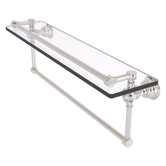 Allied Brass Carolina 22" x 5.54" Satin Nickel Solid Brass Gallery Glass Shelf With Integrated Towel Bar