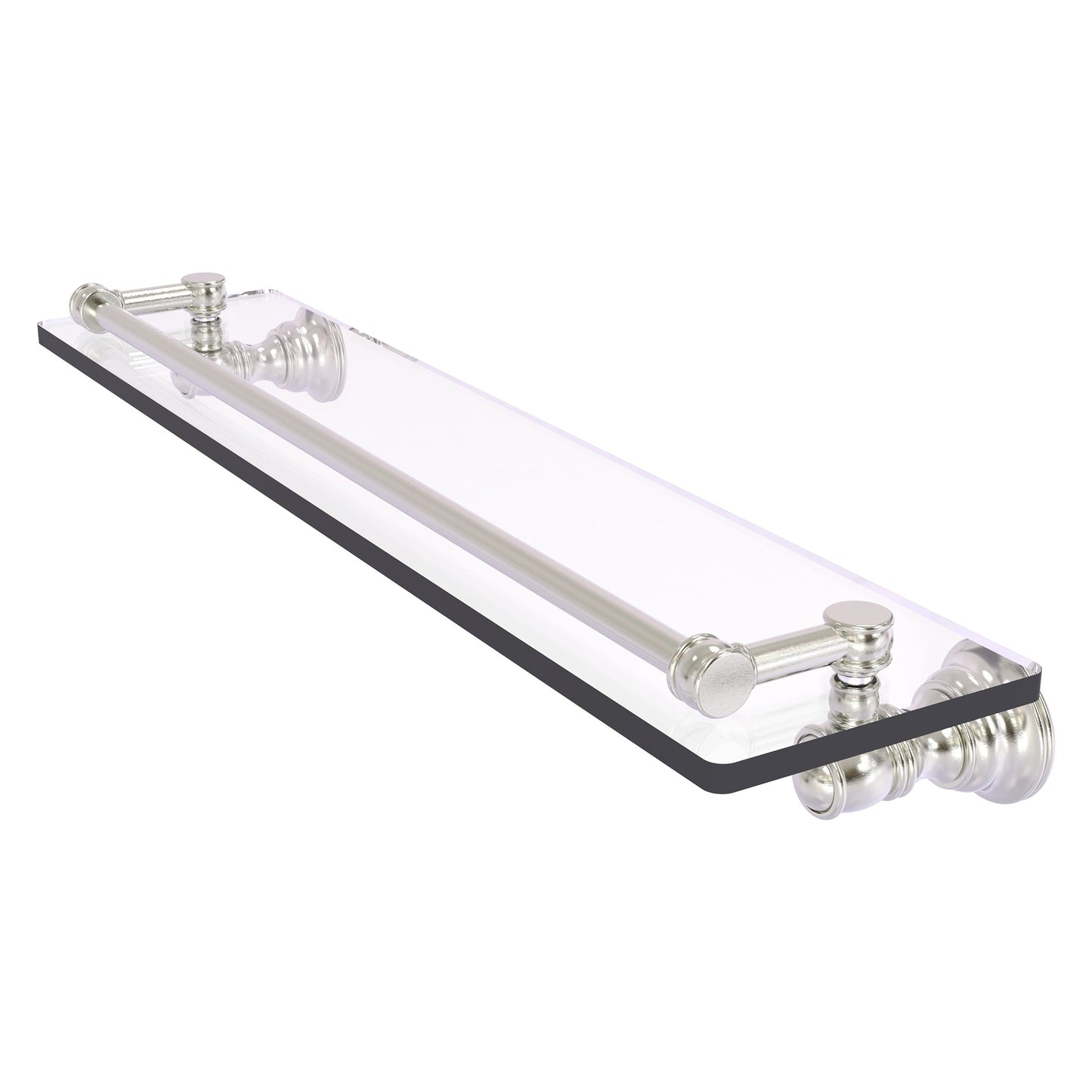 Allied Brass Carolina 22" x 5.54" Satin Nickel Solid Brass Glass Shelf With Gallery Rail